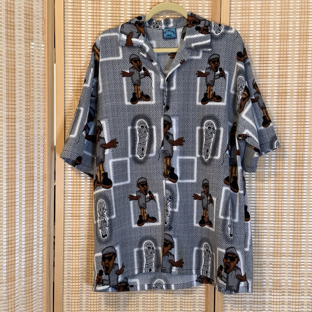 Mens XL Seals Y2K Button‎ Up Shirt All Over Hip Hop DJ  Rap Streetwear Novelty